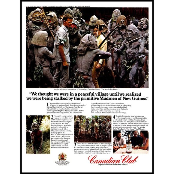 1971 Canadian Club Whisky Whiskey Vintage Print Ad New Guinea Asaro Mudmen Photo - Picture 1 of 1